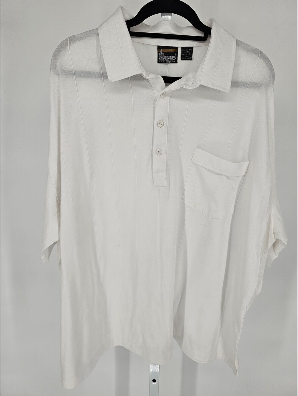 Vintage London Fog Mens Sz 3XL Short Sleeve Polo Shirt Solid White